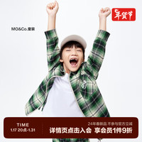 little MO&Co.little moco童装24春装男童格纹长袖衬衫拉链外套KBD1SHT002 绿白格 110/52