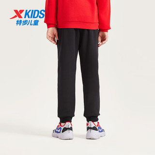 XTEP 特步 儿童装男女童冬季加绒保暖舒适针织长裤 正黑色 165cm