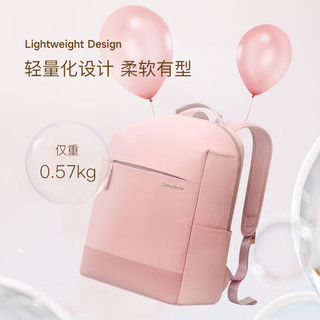 Samsonite 新秀丽 双肩包电脑包女14英寸笔记本背包商务旅行包休闲日韩风 粉色