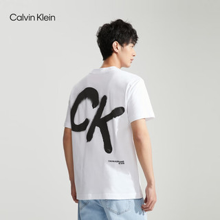 Calvin Klein Jeans24春夏男士休闲涂鸦字母印花纯棉宽松短袖T恤J324652 YAF-月光白 S