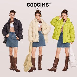 Googims 编织棉服男女同款冬季加厚保暖棉衣宽松情侣款外套