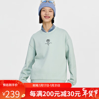 Kappa 卡帕 复古运动套头衫2023女针织卫衣拼色休闲圆领长袖K0D82WT20 奶油绿-3004 XL