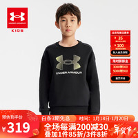 安德玛（Under Armour）男童圆领套头卫衣2024年童装儿童宽松运动百搭卫衣男大童上衣 黑色 170cm