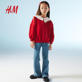 H&M【新年系列】童装女卫衣2024春季拜年服红色卫衣1218945 红色/烟花 130/64