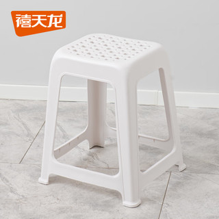 禧天龙塑料高凳家用加厚创意方凳浴室防滑收纳凳可叠放凳子 奶白【承重120KG】 一个装