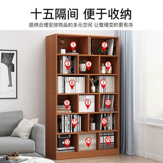 众豪（ZHONGHAO）书架落地卧室置物架子简约格子储物柜客厅收纳架家用简易书柜子 暖白色80*24*180cm