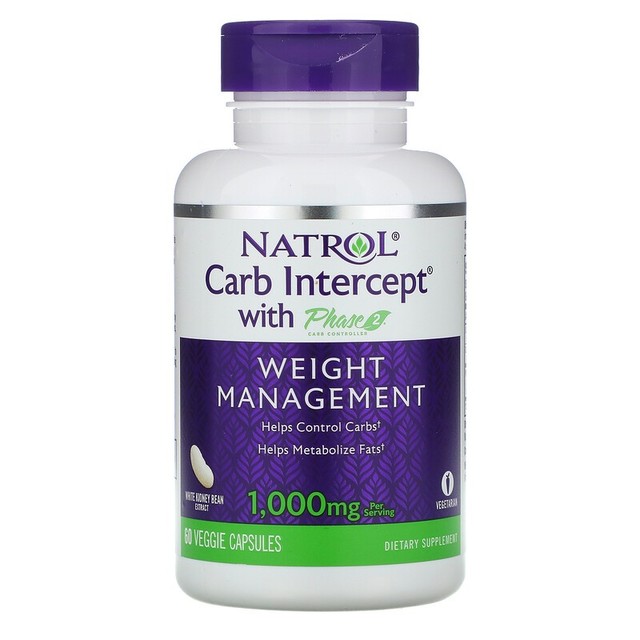 NATROL 美国纳妥 白芸豆+铬膳食纤维1000mg 体重管理 碳水阻断 60粒 大餐救星 素食胶囊 效期至25年3月