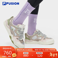 FILA FUSION斐乐潮牌女鞋KICK DX专业滑板鞋2024春时尚运动鞋 浅卡其/初雪白-LP 35.5