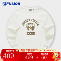 FILA FUSION斐乐潮牌男子针织套头衫冬基础简约纯棉卫衣 纶度白-WT 175/96A/L