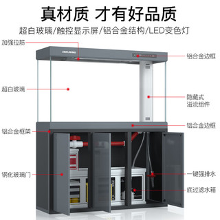 闽江（minjiang）鱼缸水族箱客厅家用生态造景免换水屏风简约现代轻奢超白龙鱼缸 简约灰色（靠墙款） 长100.7*宽38.7*高145cm(D型）