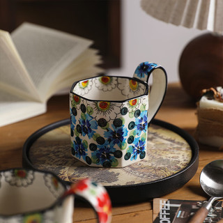 舍里 波兰复古手绘马克杯陶瓷水杯咖啡杯子小众设计水杯杯女生 蓝浆果400ML+红浆果400ML+2勺 单个入