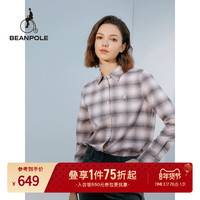 BEANPOLE 滨波 2022秋冬新款 女士全棉韩版休闲淡粉色格纹长袖衬衫