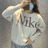 耐克(NIKE)卫衣女装2024春季运动服针织圆领休闲上衣套头衫FN3655-104 FN3655-104沙滩白 M