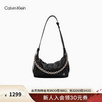 Calvin Klein女包24春夏简约金属字母链条单肩腋下包枕头包新年DH3573 001-太空黑 OS