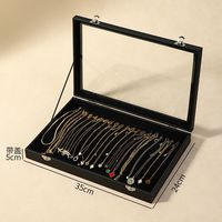 琉滋项链收纳防缠绕耳环盒耳钉耳饰桌面便携式首饰盒摆摊手链珠宝饰品 黑色项链收纳箱