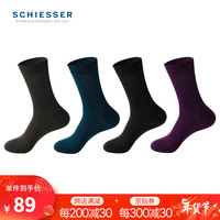 舒雅（Schiesser）男士袜子Becover系列莫代尔锦纶桑蚕丝男袜【4双装】E5/22345K 黑色+酒红+孔雀蓝+灰色 25-26cm