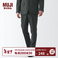 无印良品 MUJI 男式 起毛 弹力 无褶裤 AEG90A2A 深灰色 M