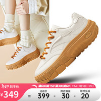 ANTA安踏蛋仔鞋丨板鞋女冬季皮面低帮厚底复古休闲鞋122418086 象牙白-4 38