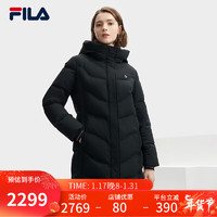 FILA斐乐女士中长款羽绒服冬休闲时尚保暖上衣 正黑色-BK 185/100A/XXXL