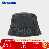 FILA FUSION斐乐潮牌款圆帽2024春季时尚休闲盆帽渔夫帽 水洗灰-DY M