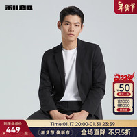 利郎【运动西服】休闲西服男外套春季2024男士修身微弹单西外套 黑色(G4CXF811XA) 175/88A