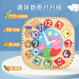 小猪佩奇拼图玩具新年木质数字时钟玩具识数教具钟表模型启蒙学习时间 时钟拼图