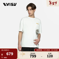 EVISU 夏季 男士家花织锦贴布口袋T恤2ESHTM3TS583LFCT 白色 XXL