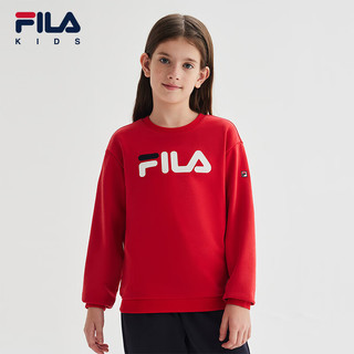 FILA 斐乐童装2024春季中大童套装男女童套头卫衣卫裤两件套 传奇红-RD 150cm