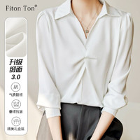 FitonTon白色衬衫女设计感春秋雪纺上衣通勤面试轻熟垂感衬衣 白色 XL XL（125-135斤）