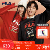 FILA 斐乐 新年款套头卫衣男女装2024春龘龘龙上衣 正黑色-BK 185/104A/XXL