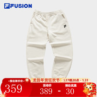 FILA FUSION斐乐潮牌针织长裤女冬季时尚加绒小怪兽卫裤 乳糖色-BG 160/62A/S