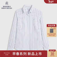 布克兄弟（BrooksBrothers）女士24早春棉质免烫宽距领条纹衬衫 B465-淡蓝色 0