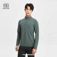 KOLON SPORT可隆户外男子SEAMLESS一体织半拉链长袖运动登山T恤 LHZT4SN153-DG 深绿色 175/L