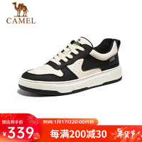 骆驼（CAMEL）时尚撞色休闲板鞋复古百搭厚底男士运动鞋 G13S187110 米白/黑 40