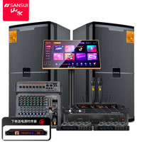山水（SANSUI）KS515多功能会议舞台音响专业ktv酒吧设备套装家用卡拉ok音箱带一拖四会议话筒15英寸低音炮 15吋音响+功放+麦*2+点歌机