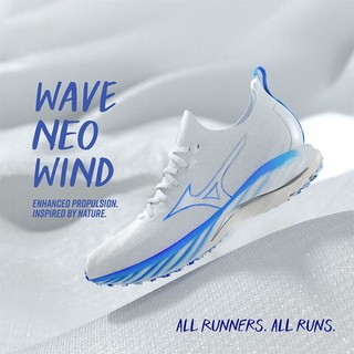 Mizuno 美津浓 缓震稳定轻量透气耐磨运动男式跑步鞋WAVE NEO WIND