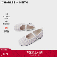 CHARLES&KEITH质感格纹玛丽珍鞋平底鞋女鞋单鞋CK1-70360134-A LilacGrey淡紫灰色 41