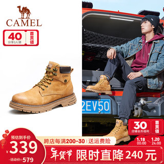 骆驼（CAMEL）复古马丁靴经典厚底增高款户外工装大黄靴男鞋 G13W076021E 沙漠黄/咖啡(男款) 44