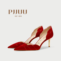 pjjuu 红色高跟婚鞋 蔷薇 P1190