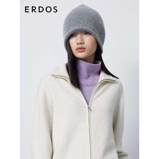 ERDOS 纯羊绒圆顶多色四平保暖针织帽女士帽子 玛瑙灰 52cm