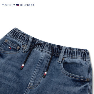 TOMMY HILFIGER 童装男休闲简约刺绣抽绳腰束脚牛仔裤TH2342024 牛仔蓝001 6/120cm