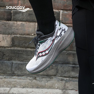 索康尼（SAUCONY）男鞋 2024春胜利21竞速跑鞋轻便透气运动鞋耐磨减震跑步鞋 胜利21/重磅来袭/灰绿 44.5 内长285mm