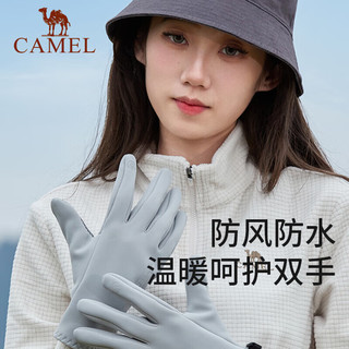 骆驼（CAMEL）户外骑行手套男女冬季骑车防寒保暖加绒手套防风防水可触屏 暗夜黑