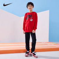 NIKE 耐克 童装男女童套头卫衣长裤2件套春秋儿童套装 学院红 130(7)