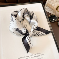 GLO-STORY 丝巾女53cm桑蚕丝小方巾百搭领巾时尚围巾礼盒装WSJ334002 黑色