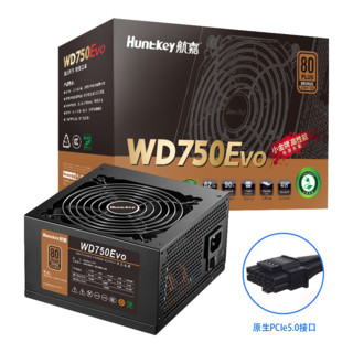 航嘉（Huntkey）WD750Evo铜牌750W电脑电源（80PLUS铜牌/单路62.5A/全电压/LLC+SR+DC-DC/智能温控）