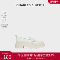 CHARLES & KEITH 年中折扣CHARLES&KEITH;女鞋CK1-70380910金属扣厚底方头乐福鞋