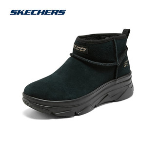 SKECHERS 斯凯奇 棉鞋女冬季保暖加绒防寒一脚蹬休闲雪地靴117312 全黑色/BBK 37.5