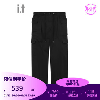 FIVE CM 5厘米 5CMit /FIVECM男装宽松工装裤简约潮流休闲裤6103F3L BKX/黑色 M