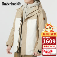 添柏岚（Timberland）外套男装秋冬户外旅行登山服防风防水冲锋衣三合一夹克A696H A696HEE2/豆泥色 XS/165